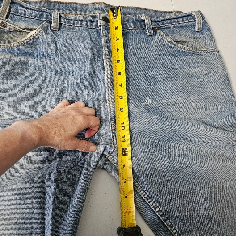 Vintage Levis 505 Orange Tab Jeans 38x31 Light‎ Wash USA Grunge Distressed Retro